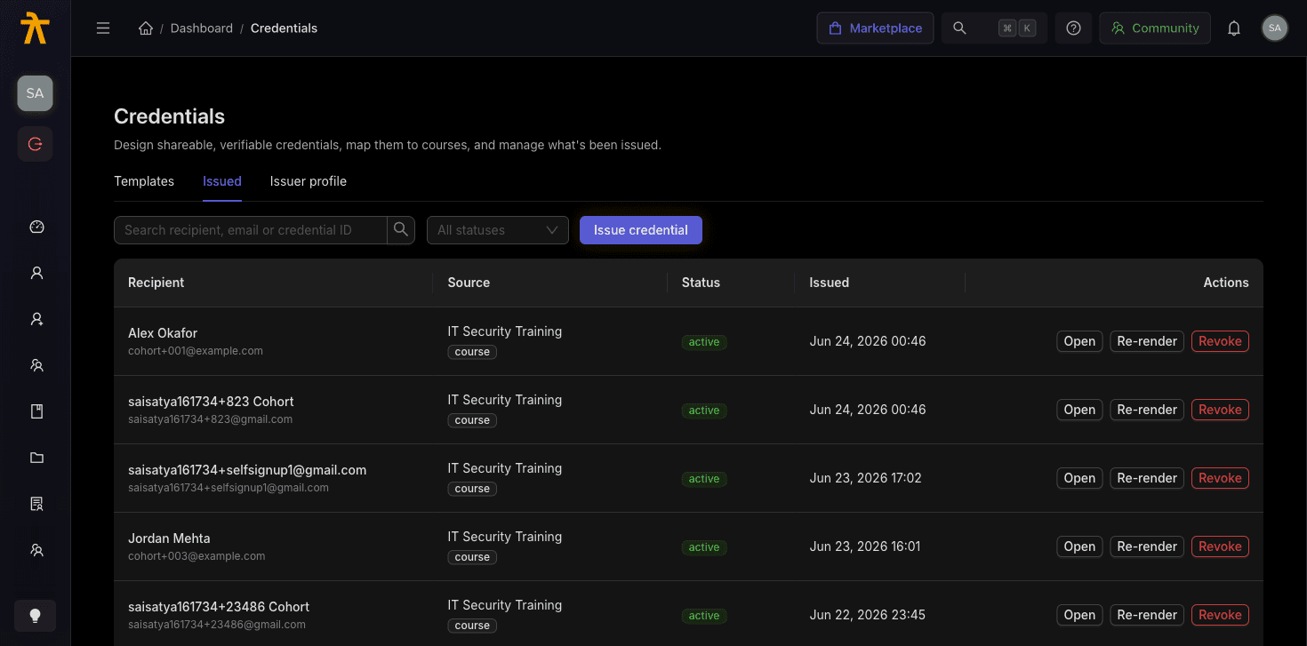 Managing Issued Credentials