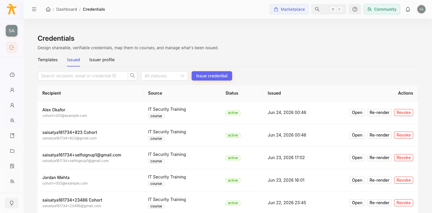 Managing Issued Credentials