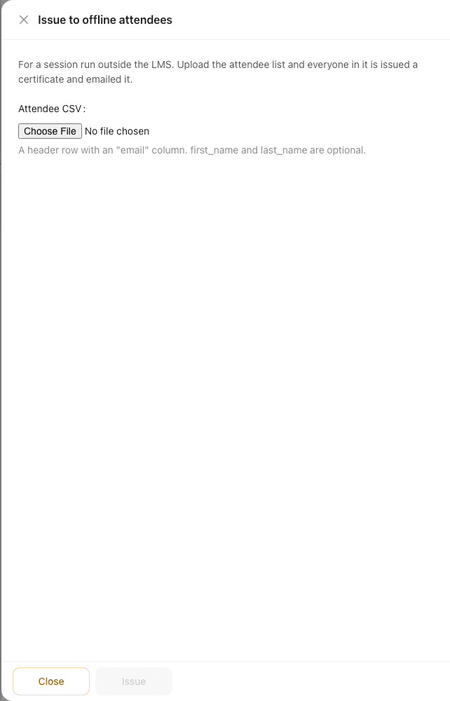 Arythmatic drawer for issuing certificates to offline attendees from a CSV upload